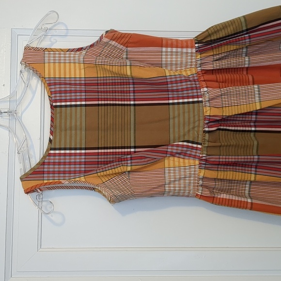 Plaid Fall Pumpkin Patch Oktoberfest Tank Dress Cotton Midi Autumn Leaves Size 4 - Picture 2 of 7